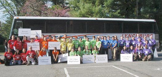 The Equality Riders at the 2005 stop at Liberty University
