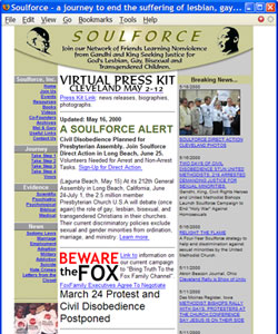 The Soulforce website as it appeared in 2000.