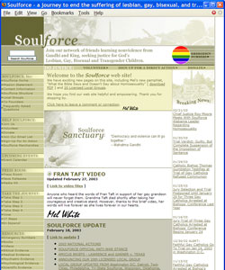 The Soulforce website as it appeared in 2000.
